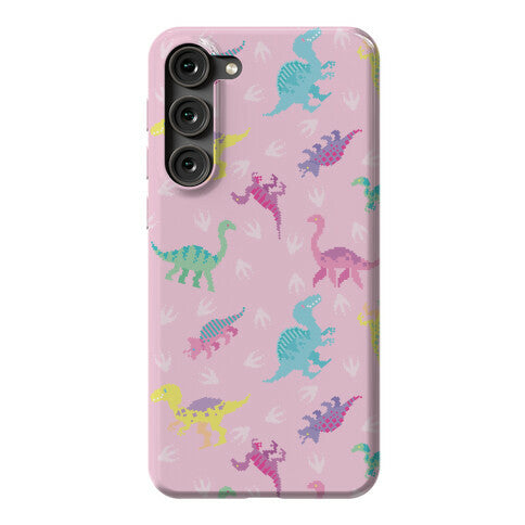 Cute Pastel Pixel Dinosaur Pattern Phone Case