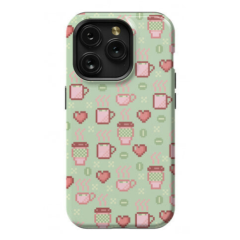 Pastel Coffee Pixel Art Pattern Phone Case