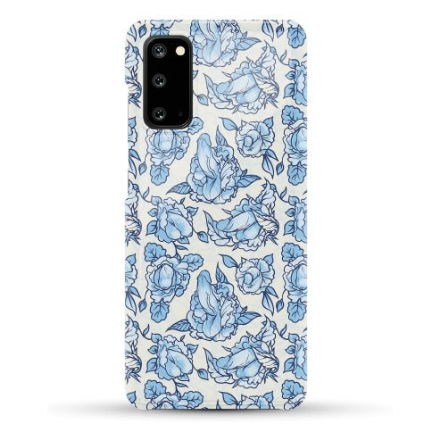 Floral Penis Pattern Blue Phone Case