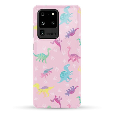 Cute Pastel Pixel Dinosaur Pattern Phone Case
