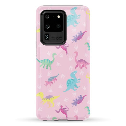 Cute Pastel Pixel Dinosaur Pattern Phone Case