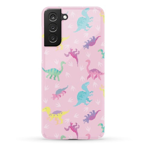 Cute Pastel Pixel Dinosaur Pattern Phone Case