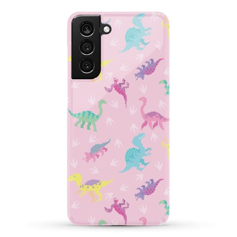 Cute Pastel Pixel Dinosaur Pattern Phone Case