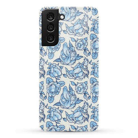 Floral Penis Pattern Blue Phone Case