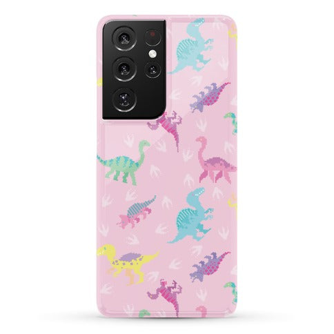 Cute Pastel Pixel Dinosaur Pattern Phone Case