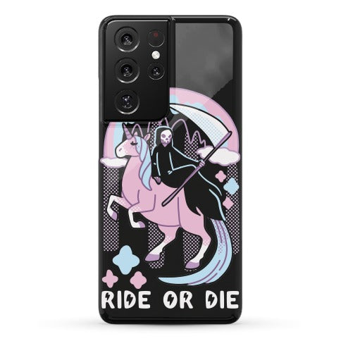 Ride or Die - Grim Reaper and Unicorn Phone Case