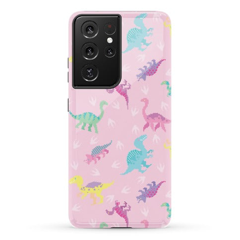 Cute Pastel Pixel Dinosaur Pattern Phone Case