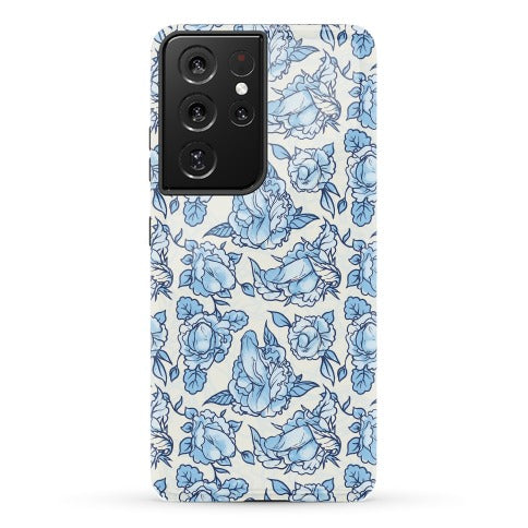 Floral Penis Pattern Blue Phone Case