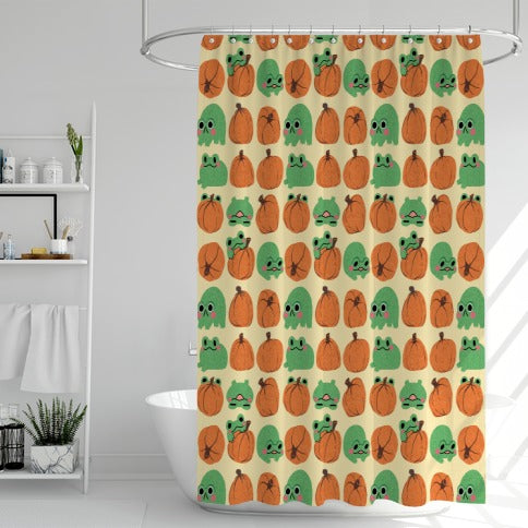 Pumpkins  Frogs Shower Curtain