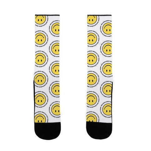 Billionaires Should Not Exist Upside-Down Smiley Face Socks