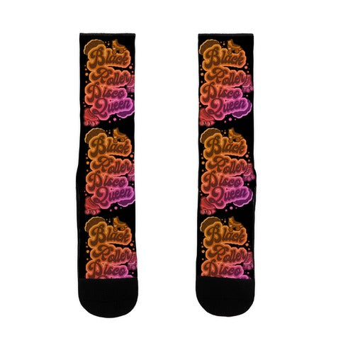 Black Roller Disco Queen Socks
