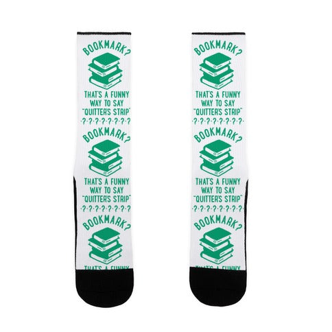 Bookmark? Quitter's Strip Green Socks