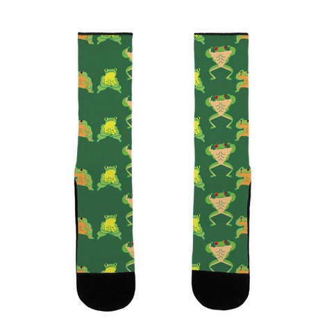 Buff Frog Pattern Socks