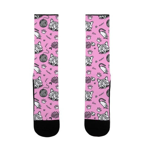 Cats and Cat Toys Pattern Socks