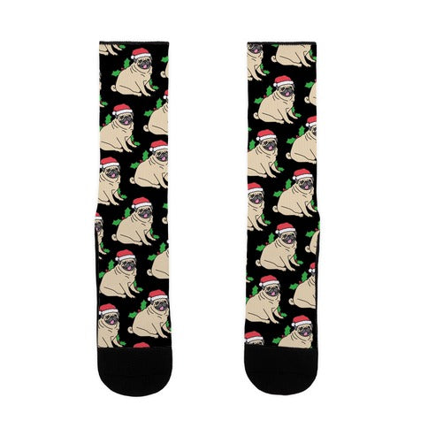 Christmas Pug Pattern Socks