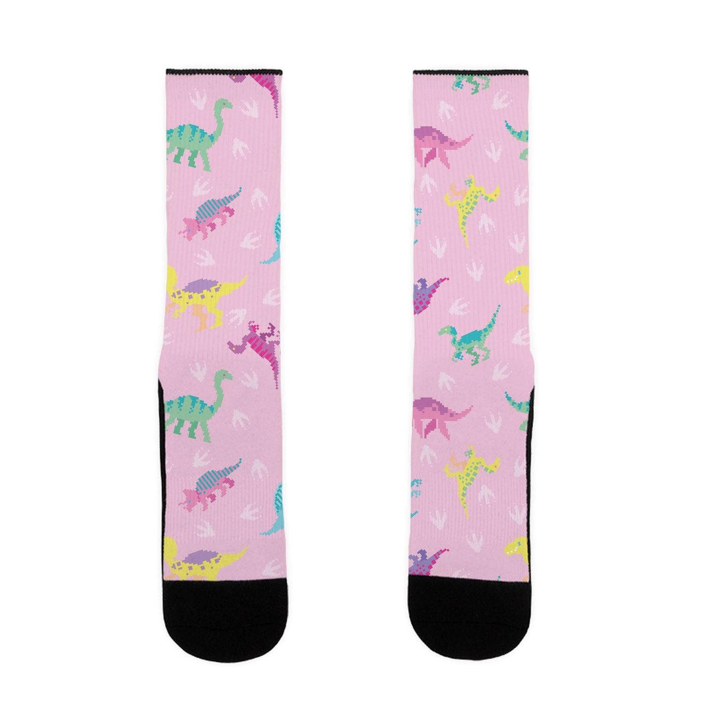 Cute Pastel Pixel Dinosaur Pattern Socks