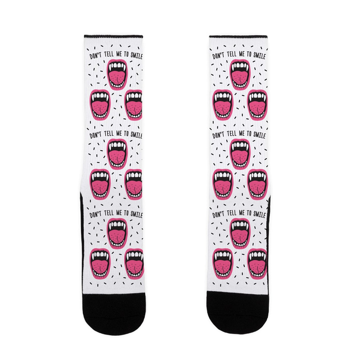 Don't Tell Me To Smile Fangs Socks