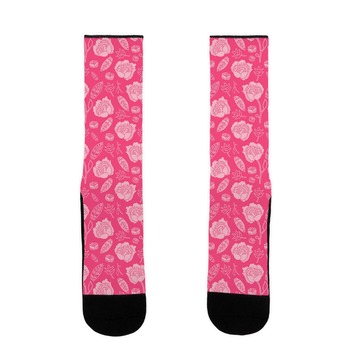 Floral and Leaves Pattern (Pink) Socks