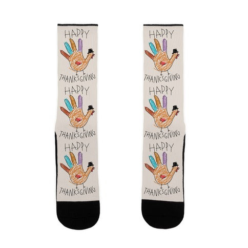 Happy Thanksgiving Hand Turkey Socks