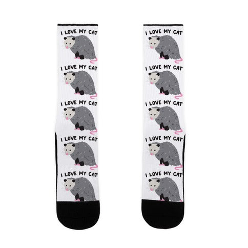 I Love My Cat Opossum Socks