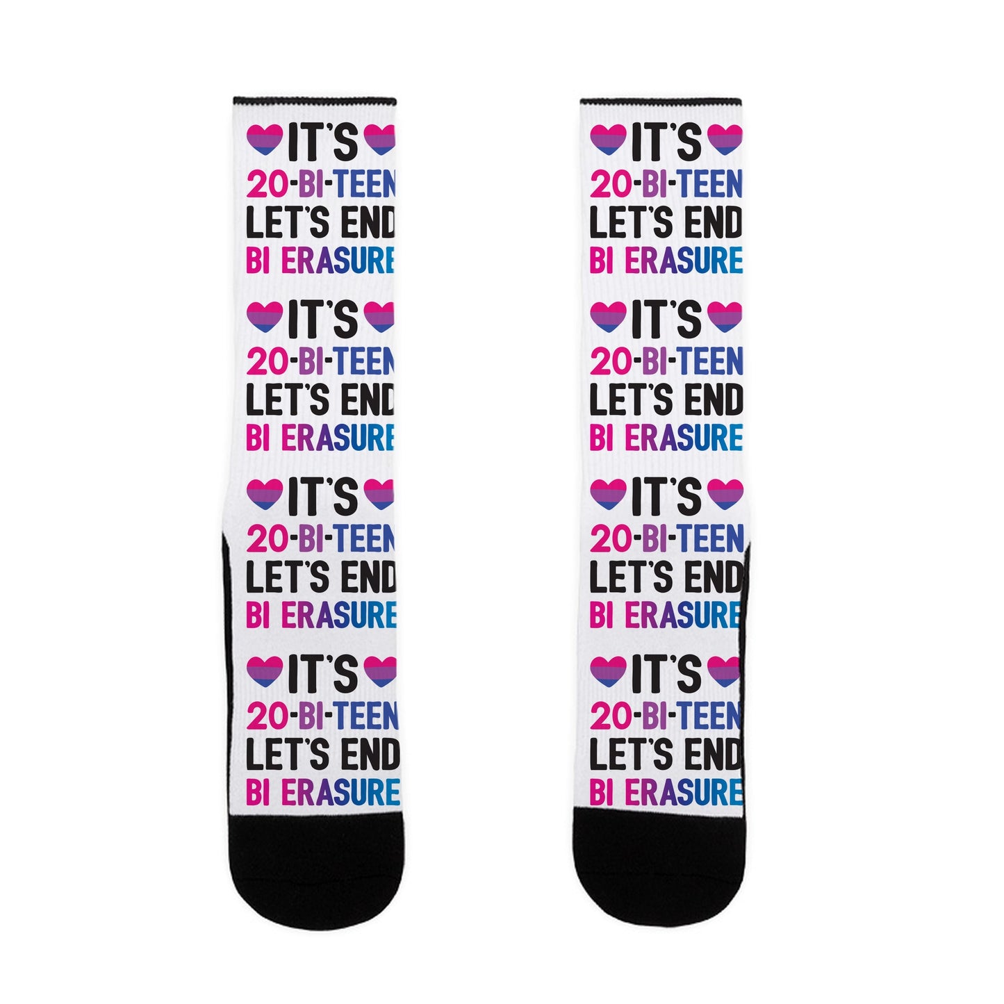 It's 20-Bi-Teen Let's End Bi Erasure Socks