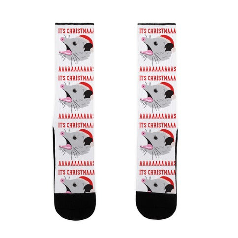 It's Christmas Screaming Opossum Socks