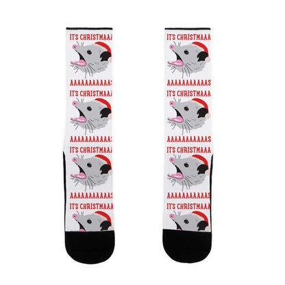 It's Christmas Screaming Opossum Socks