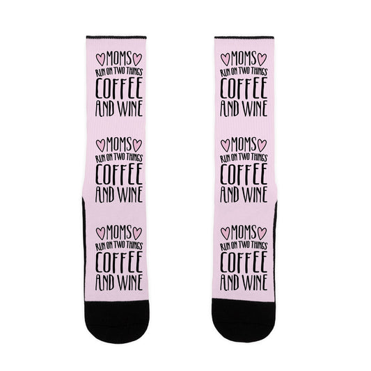 Moms Run On Two Things Coffee and Wine Socks