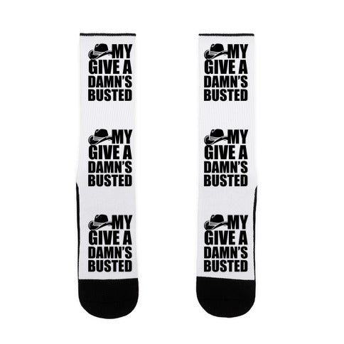 My Give a Damn's Busted White Print Socks