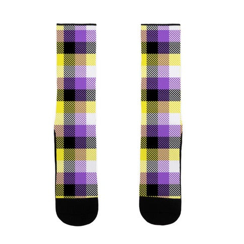 Nonbinary Pride Flag Plaid Socks