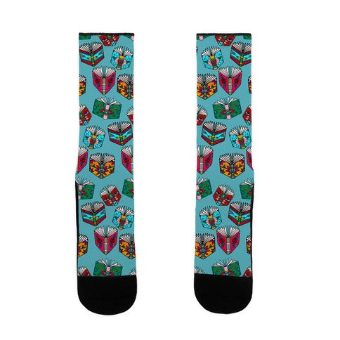 Punk Book Tattoo Pattern Socks