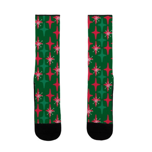 Retro Christmas Sparkle Pattern Socks