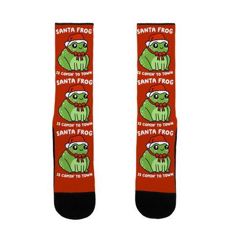 Santa Frog Is Comin' To Town Socks