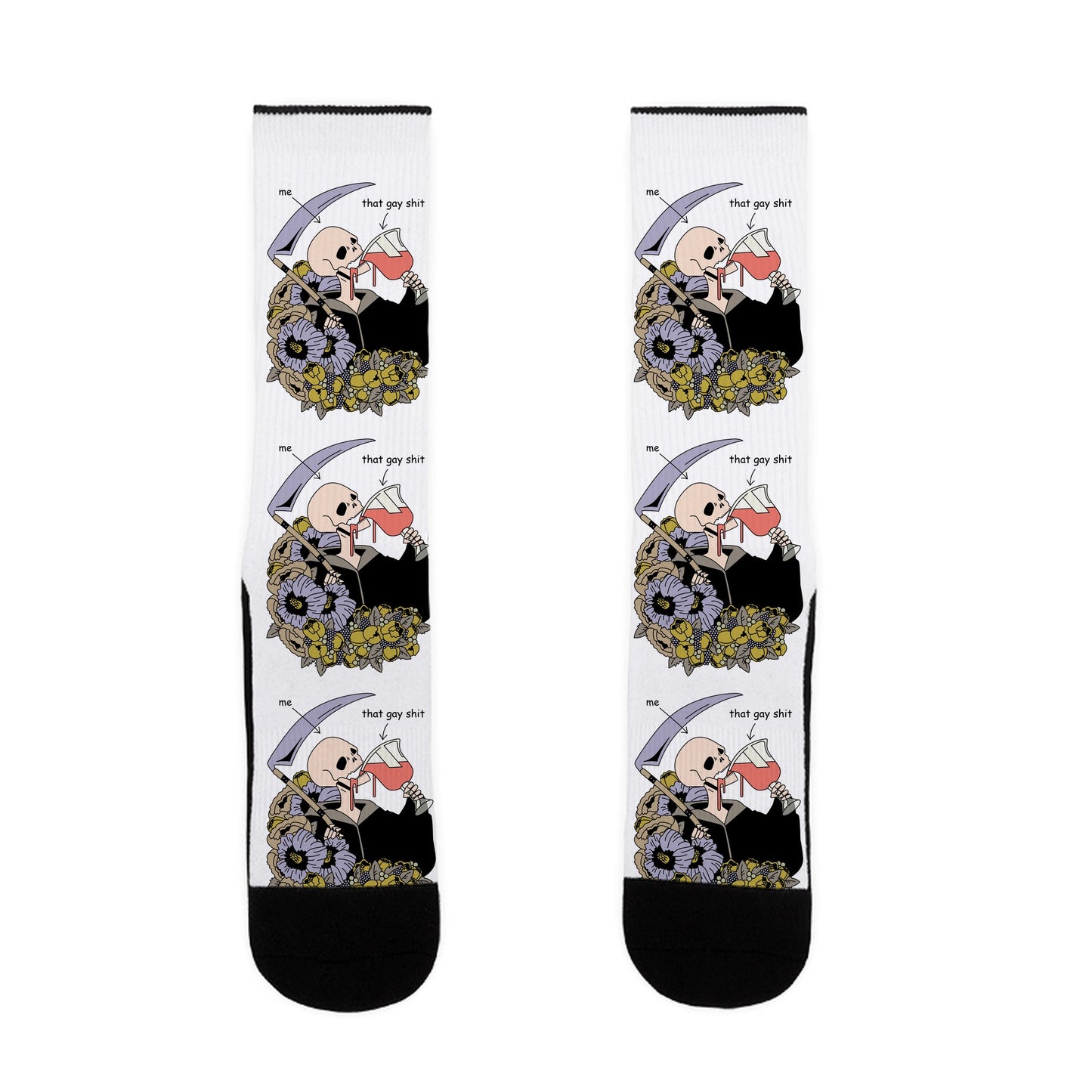 Skeleton Drinking Wine Socks