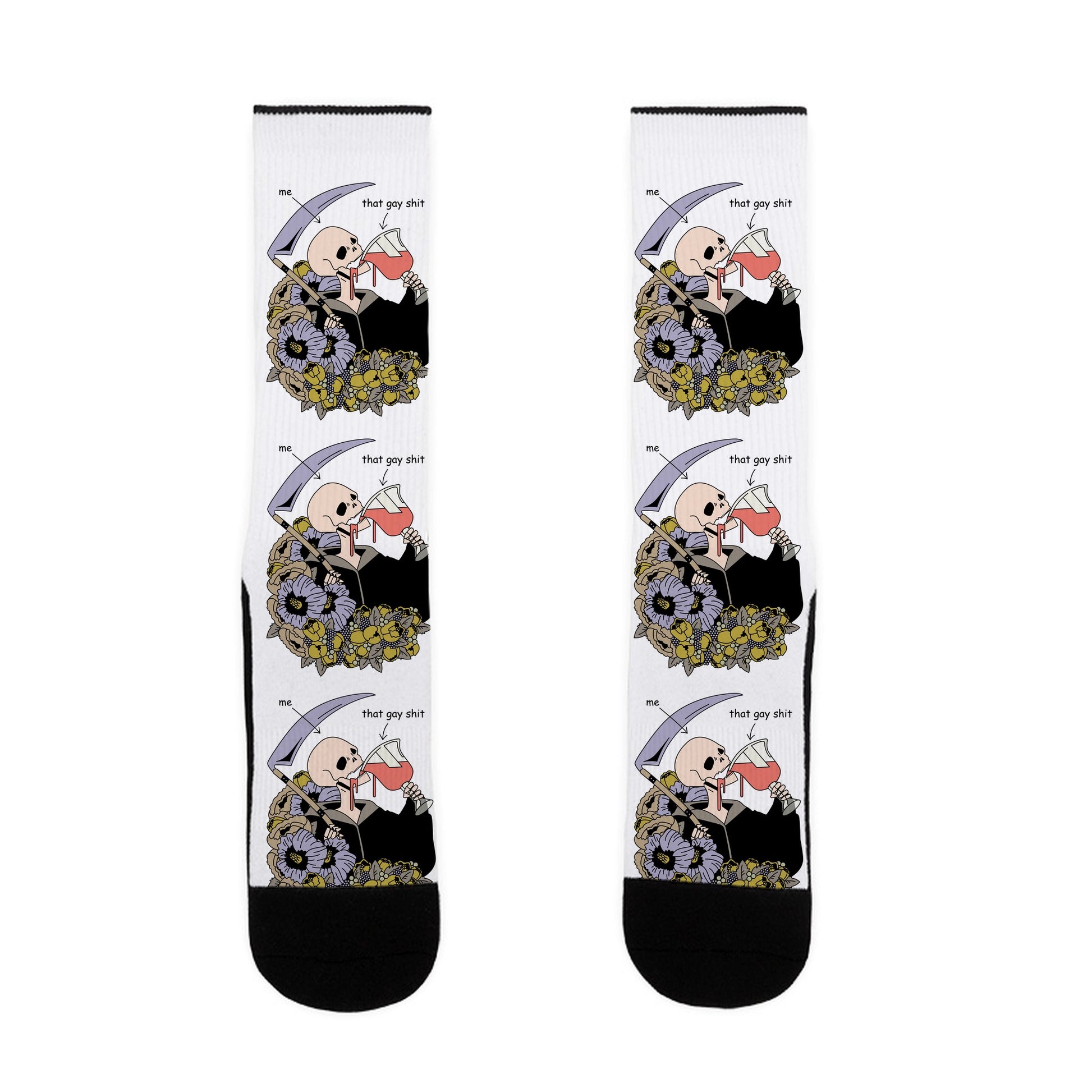 Skeleton Drinking Wine Socks