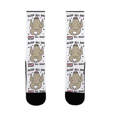 Sleep All Day Sleep All Night Sloth Socks