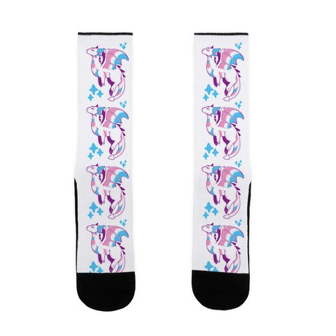 Trans Pride Dragon Socks