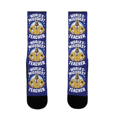 World's Mightiest Teacher Socks