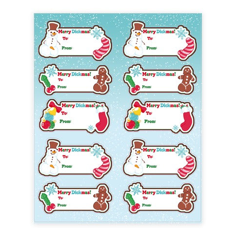 Christmas Peens Merry Dickmas - Christmas Gift Tags Sticker Sheet
