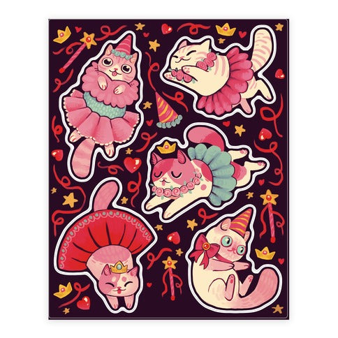 Cute Princess Cat Sticker Sheet