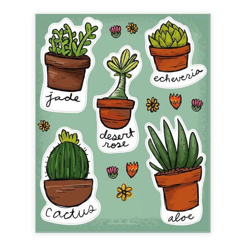 Cute Succulent Sticker Sheet