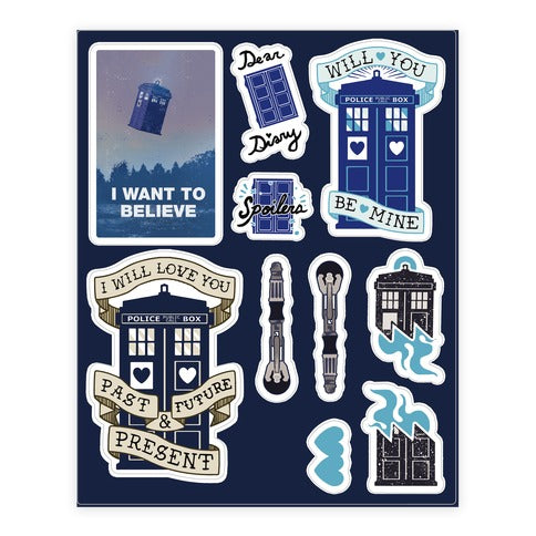 Doctor Who Tardis Sticker Sheet LookHUMAN