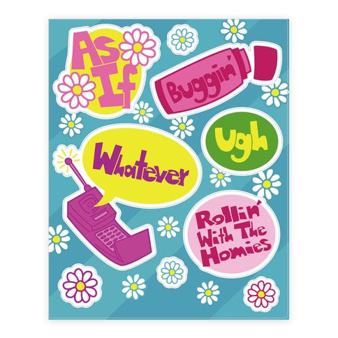 Fancy 90's Girl  Sticker Sheet