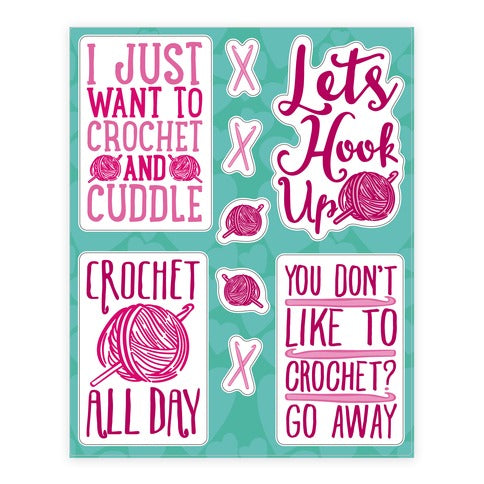 Funny Knitting and Crochet Sticker Sheet