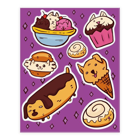 Kawaii Food Dogs Sticker Sheet