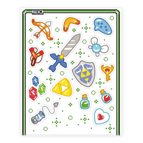 Link's Inventory  Sticker Sheet