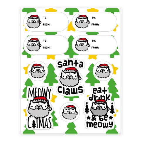 Meowy Catmas Gift Tags Sticker Sheet