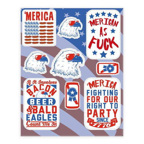 'Merica  Patriotic Party  Sticker Sheet