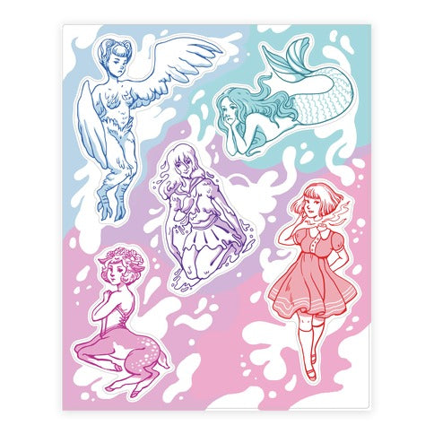 Pastel Monster Girls Sticker Sheet