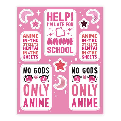 Pink Anime  Sticker Sheet